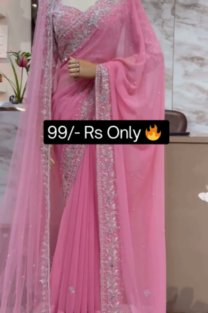BEAUTIFULL GEORGEET MIRROR WORK SAREE FOR BEAUTIFUL WOMEN