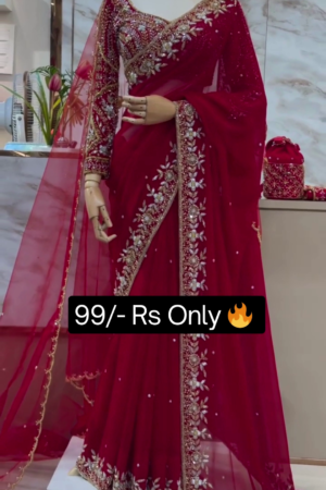 Bollywood Net Saree With Tassels Embroidered Work