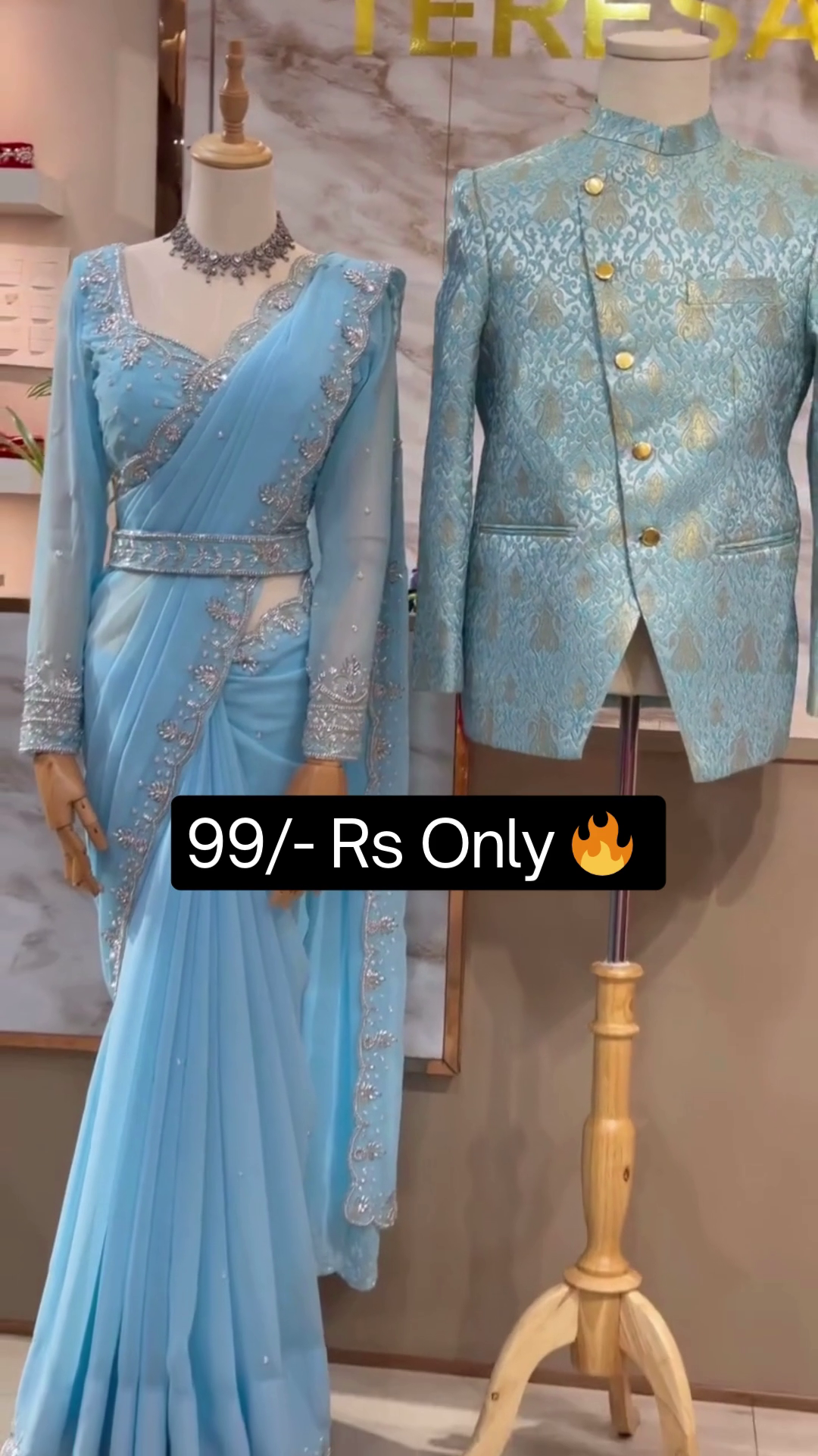 Women's Georgette Silk Saree With Embroidered Sequin Blouse Piece (SkyBlue)