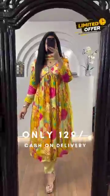 Designer Muslin Digital Print With Hand Work Alia Cut Top With Dupatta - Image 3