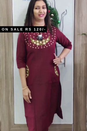 Embroidered Cotton Kurti For Women