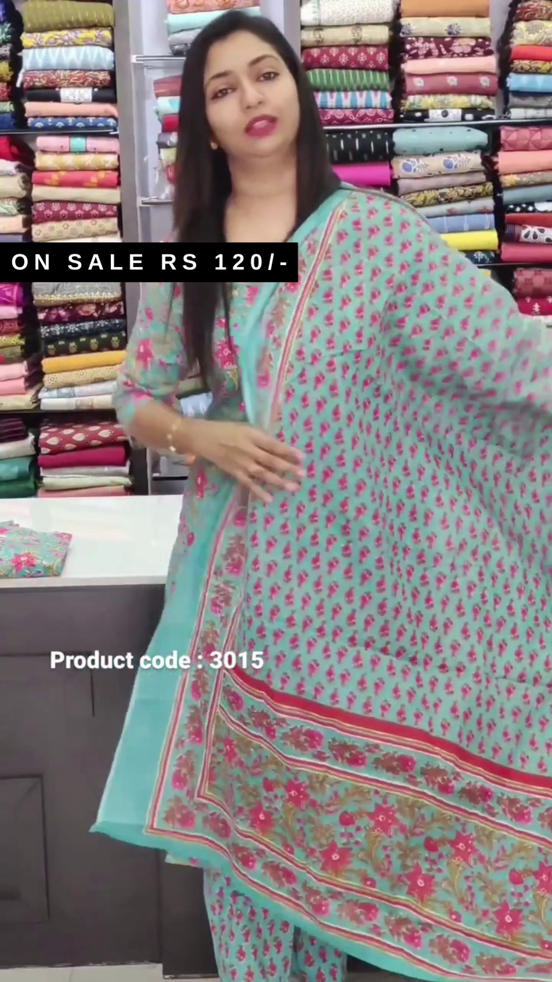 Beautiful pure cotton printed kurta pant suit neck hand embroidered mirror work along side Chiffon dupatta - Image 2