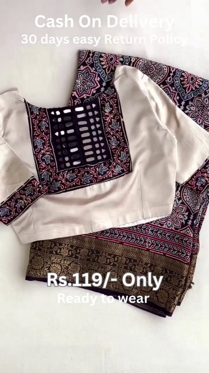 Women's Beautiful Georgette Mono Bengalori Silk Bandhani Heavy Work Border With Two Side Work Blouse - Image 2