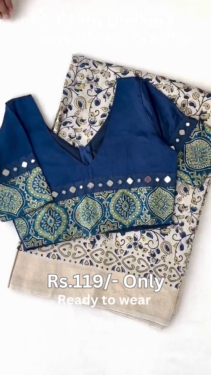 Women's Beautiful Georgette Mono Bengalori Silk Bandhani Heavy Work Border With Two Side Work Blouse - Image 3