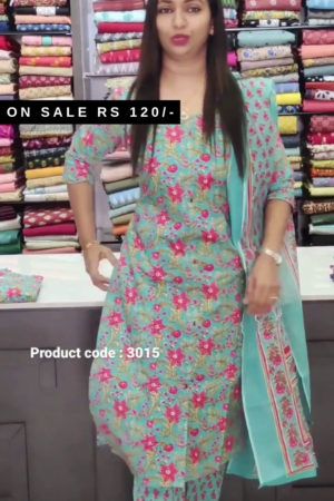 Beautiful pure cotton printed kurta pant suit neck hand embroidered mirror work along side Chiffon dupatta