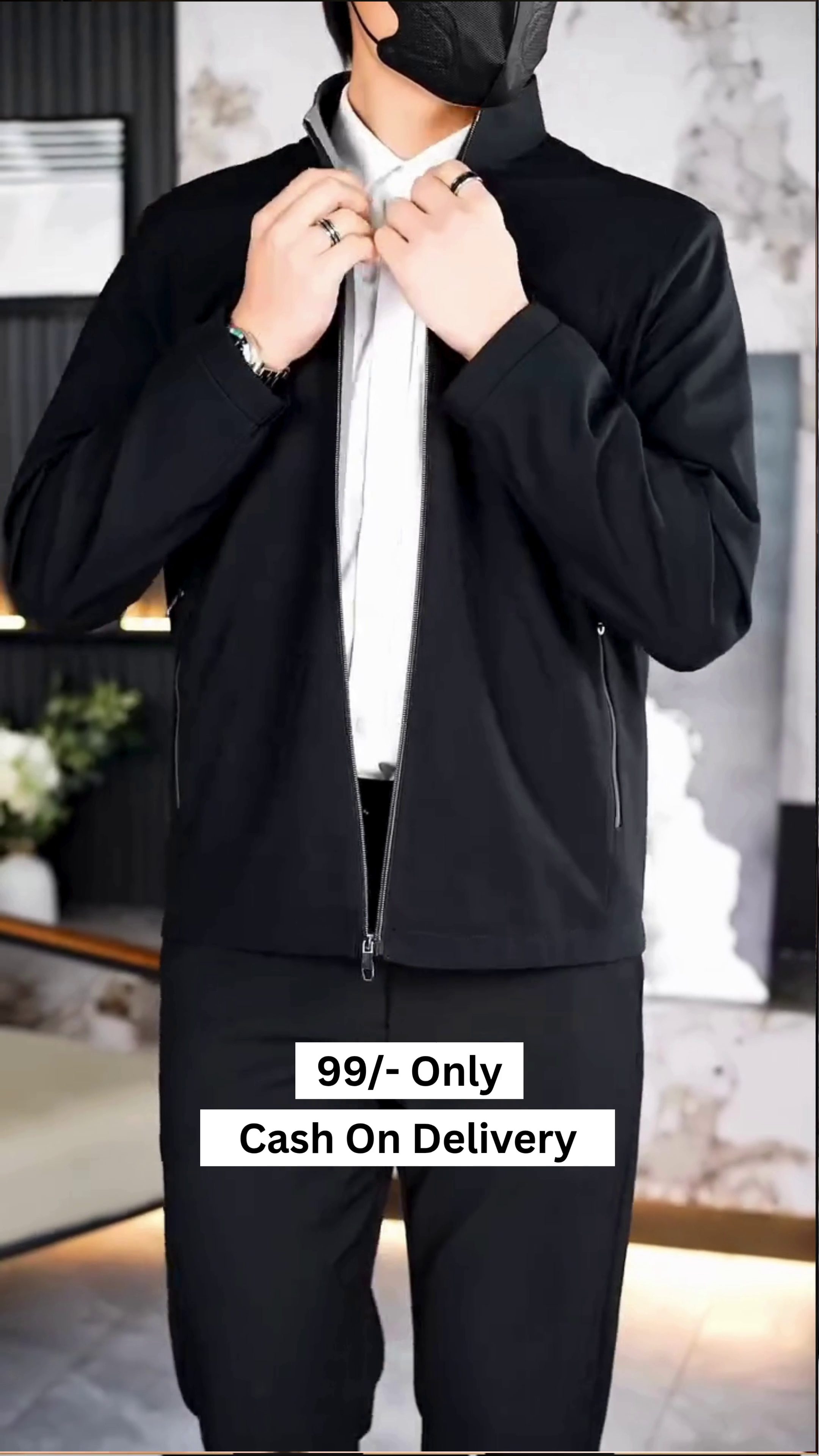 Men’s Standing Collar Zipper Casual Jacket, Men Lightweight Business Windbreaker, Stylish Work Coat - Image 5