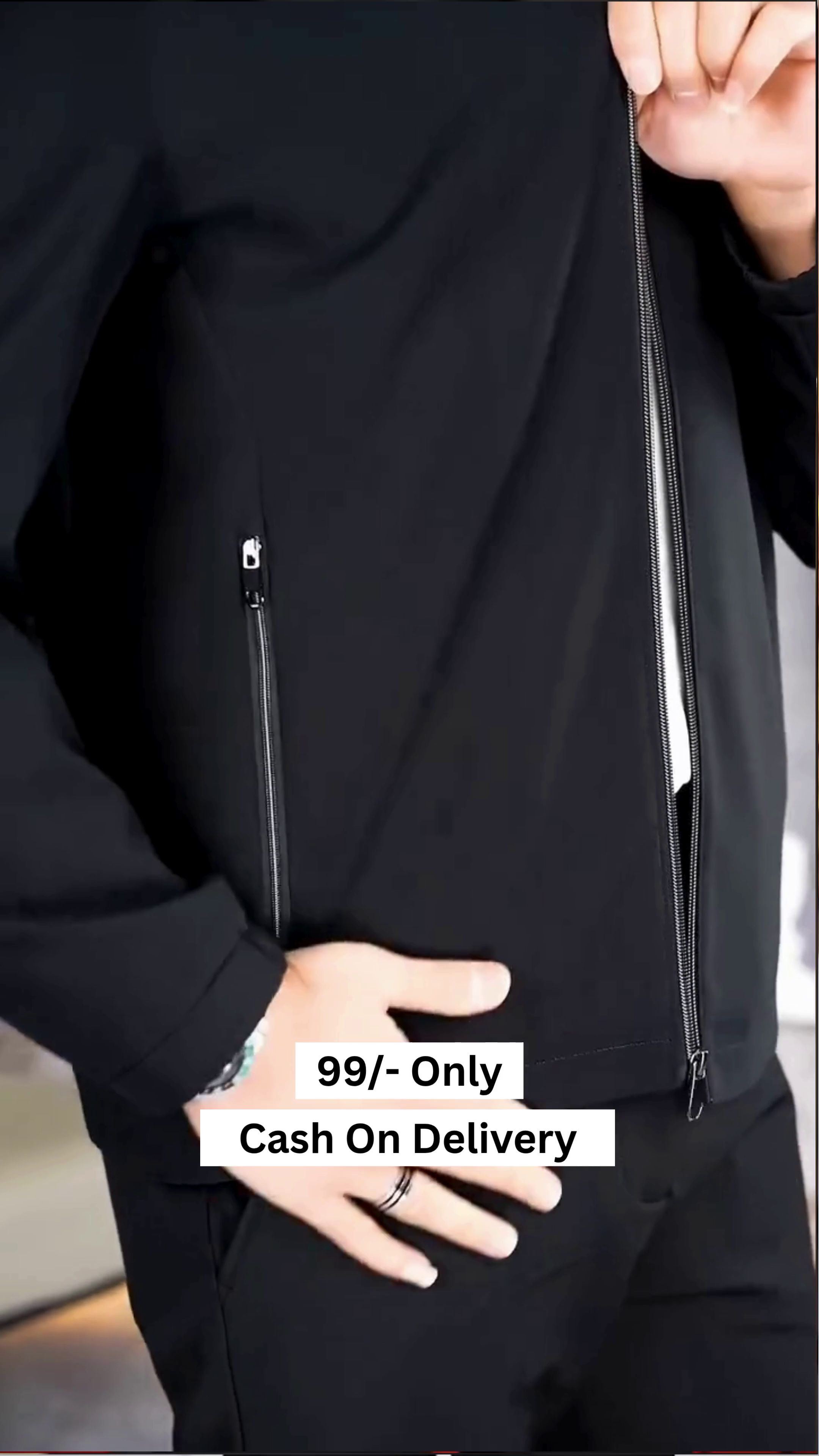 Men’s Standing Collar Zipper Casual Jacket, Men Lightweight Business Windbreaker, Stylish Work Coat - Image 4