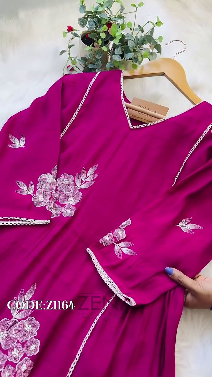 Party Wear Handwork A-Line Set – Top, Bottom & Dupatta - Image 8