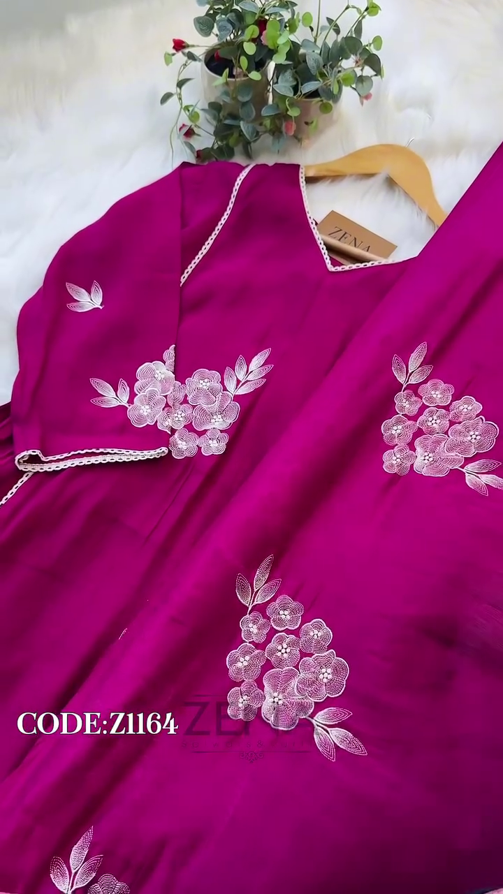 Party Wear Handwork A-Line Set – Top, Bottom & Dupatta - Image 6
