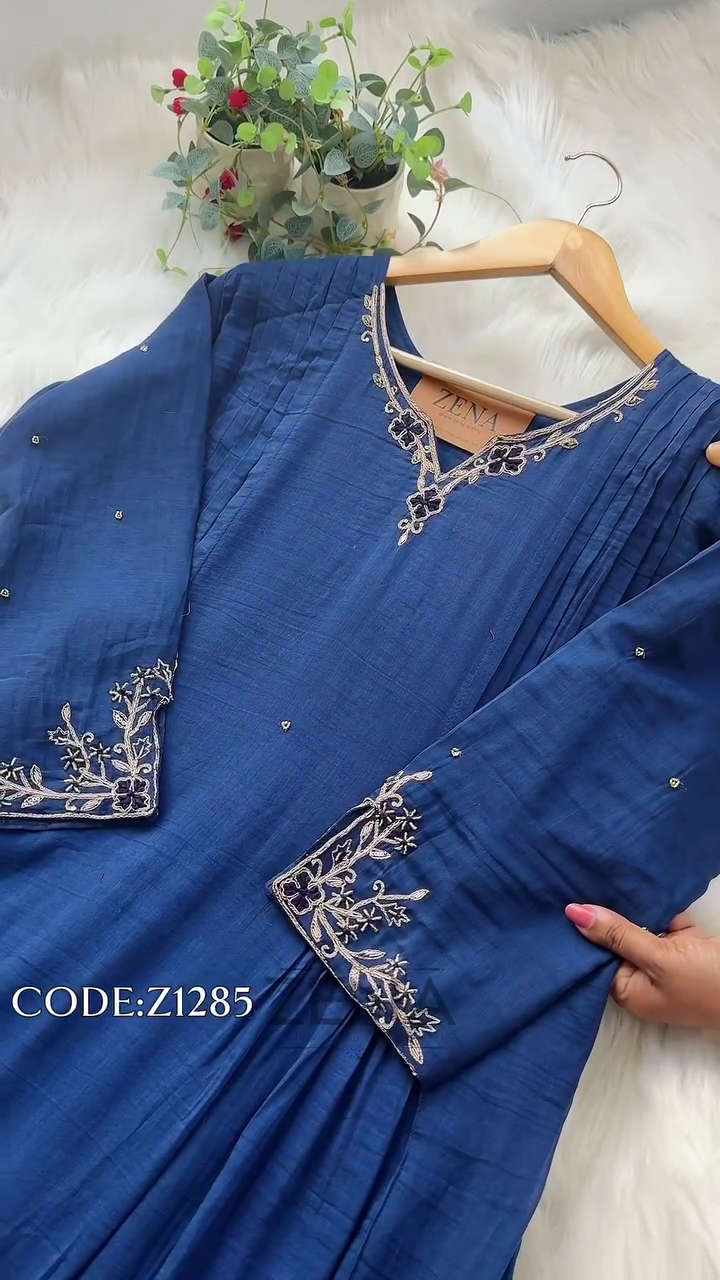 Ready-to-Wear Hand-Embroidered A-Line Kurti Set - Image 10