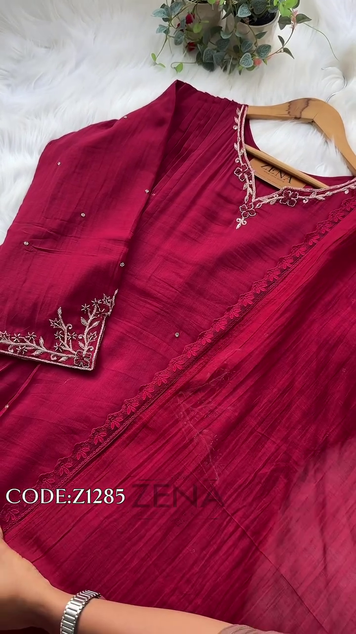 Ready-to-Wear Hand-Embroidered A-Line Kurti Set