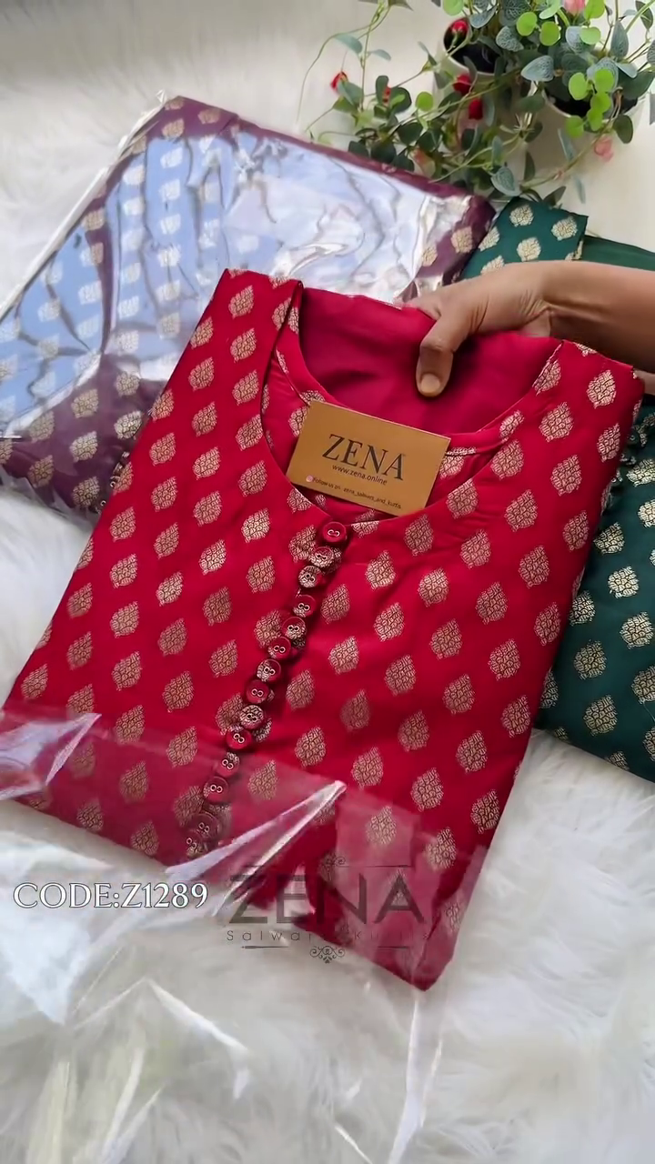 Semi Silk Banarasi Work Kurti Set – Elegant Festive Wear - Image 13
