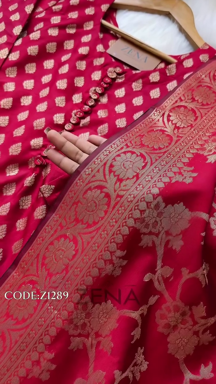 Semi Silk Banarasi Work Kurti Set – Elegant Festive Wear - Image 7