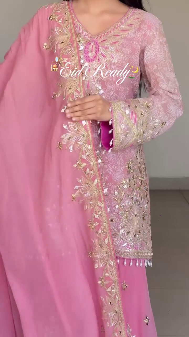 Women's Embroidery Sequence Work Sharara Set - Image 11