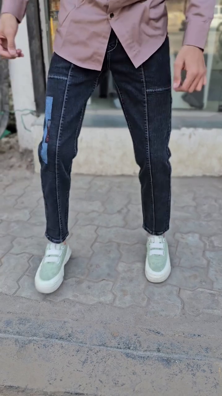 Blue Whiskering Washed Stretchable Cargo Denim - Image 3