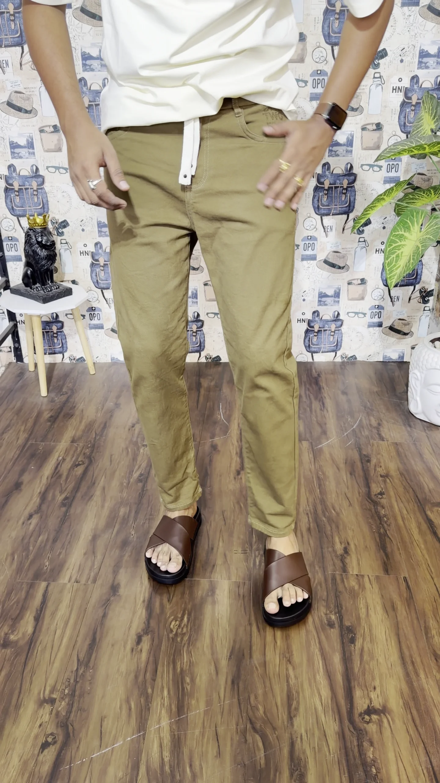 Men’s Denim Pants | RFD Washed Denim Trousers Track Pants with Elastic Waistband and Drawstring